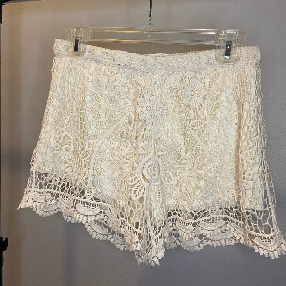 White Floral Shorts